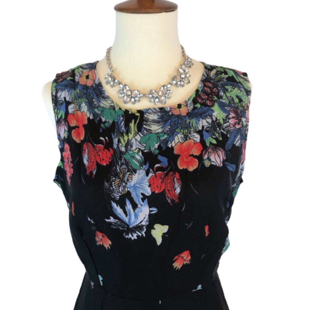 Floral Boat Neckline Sleeveless Midi A-line Dress - Picture 6 of 8